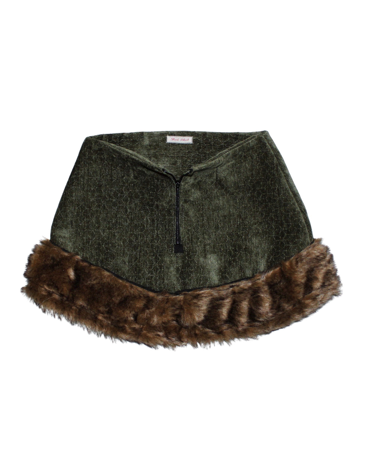 Fur Trim Mini Skirt (Olive Green)