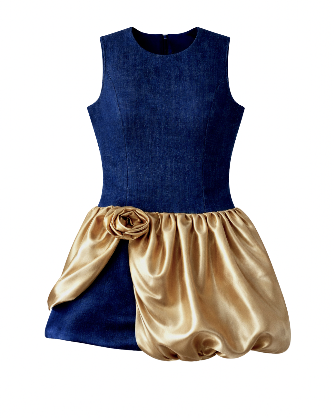 Denim and Satin Mini Dress (Custom)