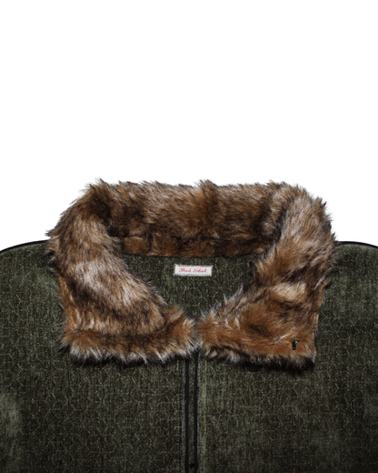 Fur Trim Mini Coat (Olive Green)