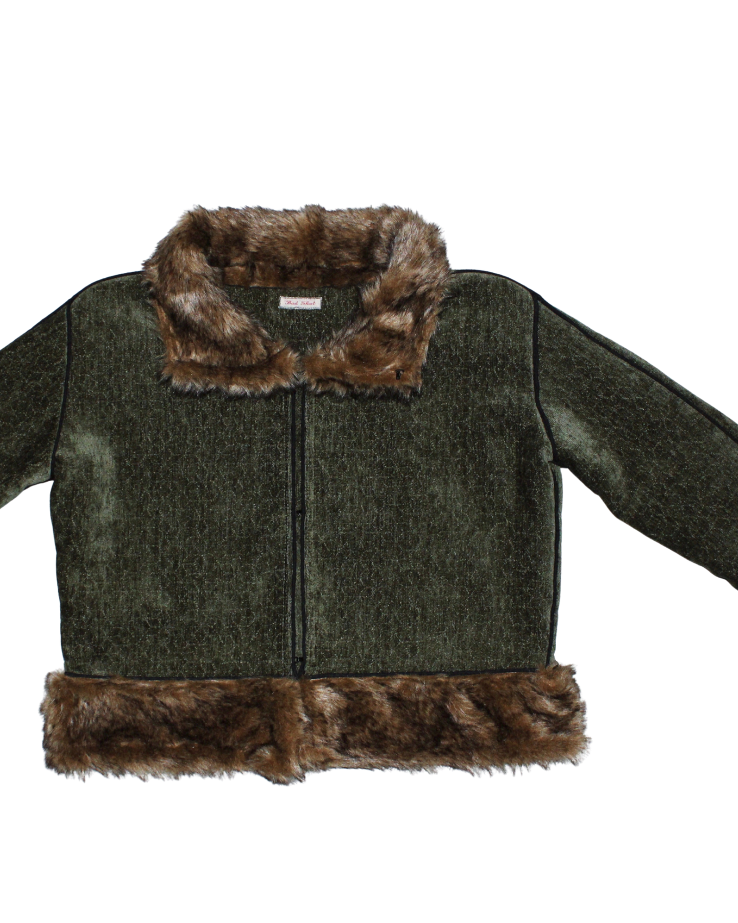 Fur Trim Mini Coat (Olive Green)
