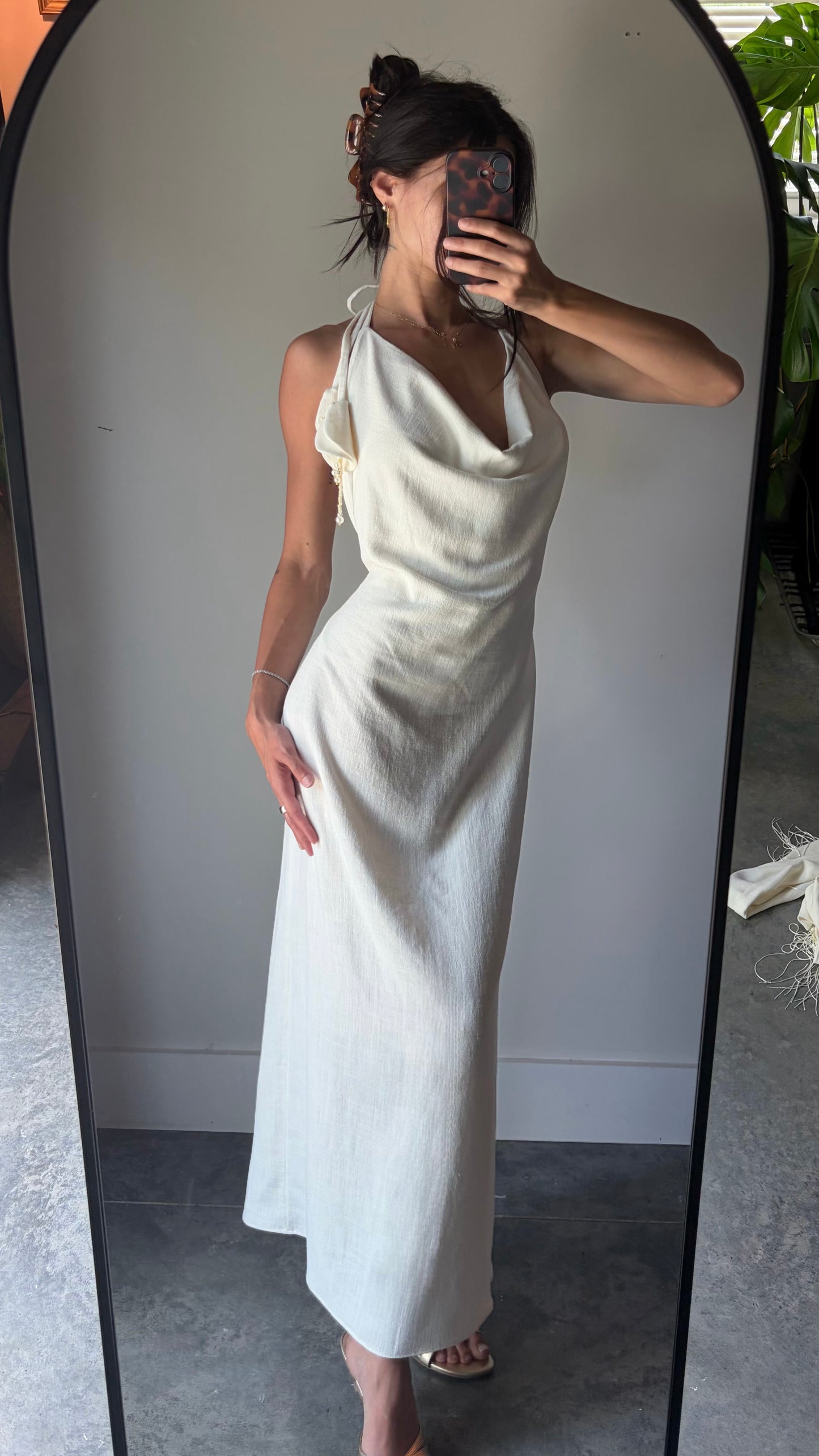 Flora Halter Dress In Linen (PRE-ORDER ONLY)