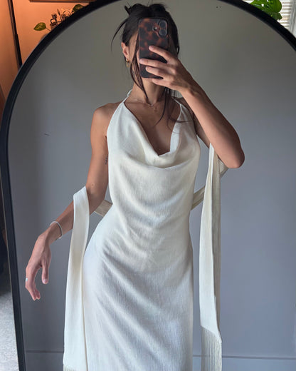 Flora Halter Dress In Linen (PRE-ORDER ONLY)