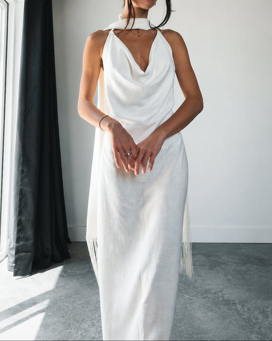 Flora Halter Dress In Linen (PRE-ORDER ONLY)