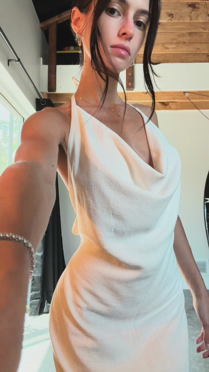 Flora Halter Dress In Linen (PRE-ORDER ONLY)